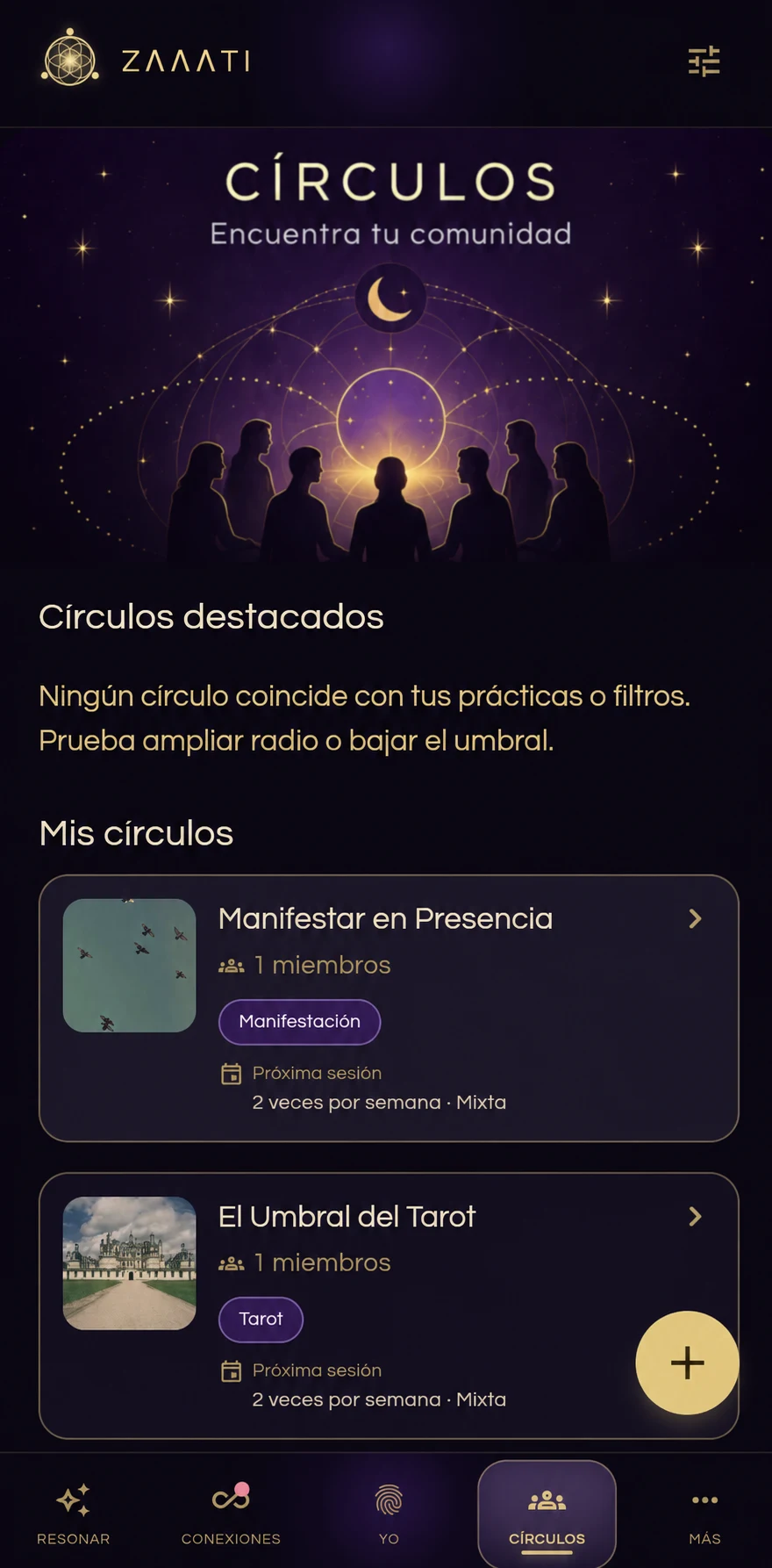 Pantalla de Círculos de Zaaati
